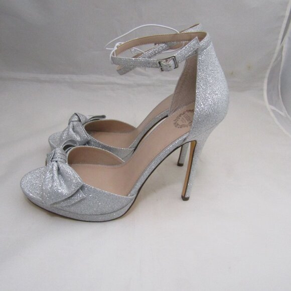 I. Miller Women's Heels 9.5 Silver Glittery Coquette Girl Feminine Party Evening - Picture 4 of 9